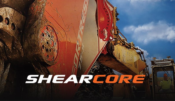 ShearCore logo and heavy machinery