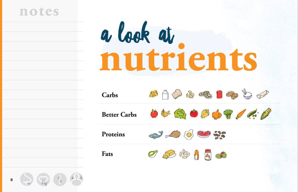 A page from the Reimagine Wellness journal, titled A Look at Nutrients