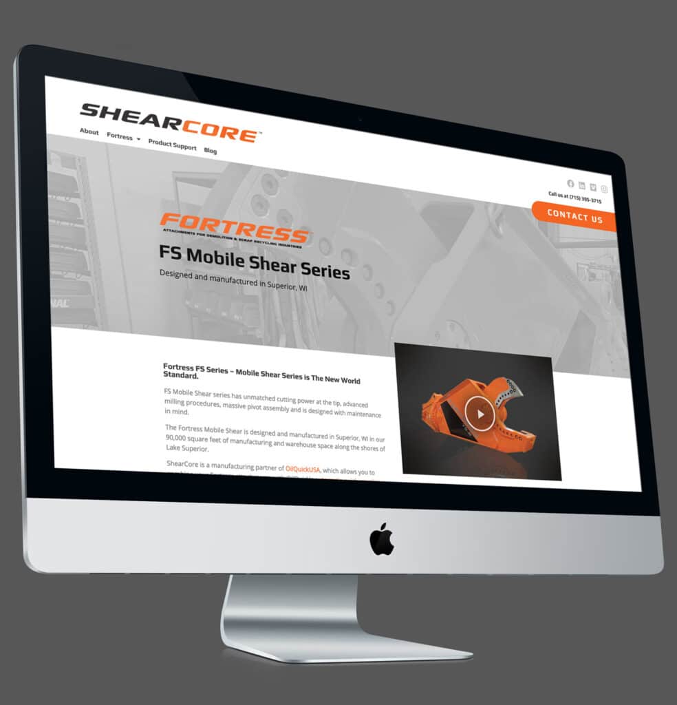 ShearCore website on an iMac